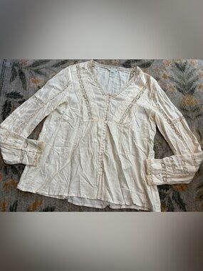 Sundance boho cream blouse peasant cottage core rayon size small